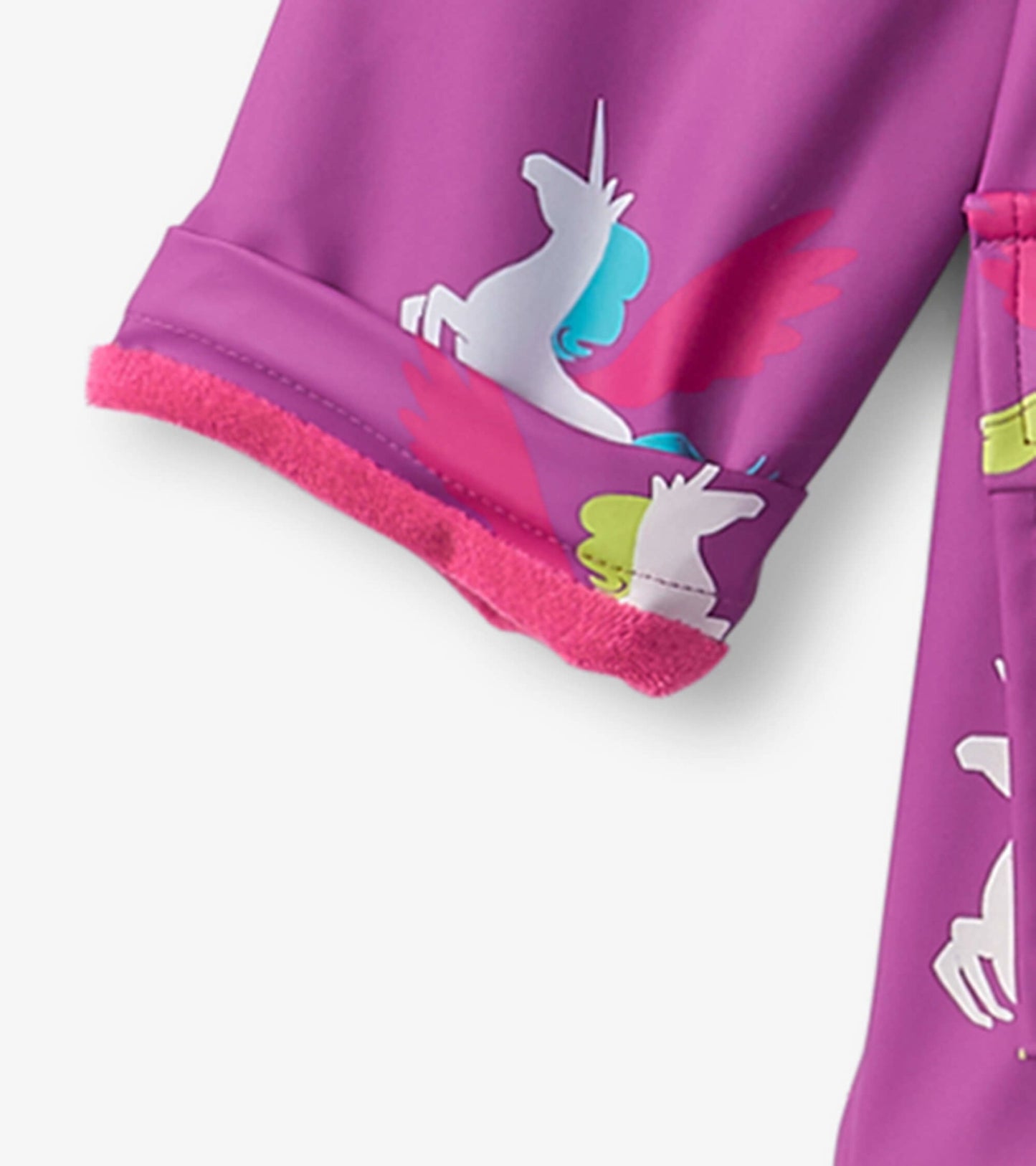 Girls Pretty Unicorn Colour Changing Button-Up Rain Jacket