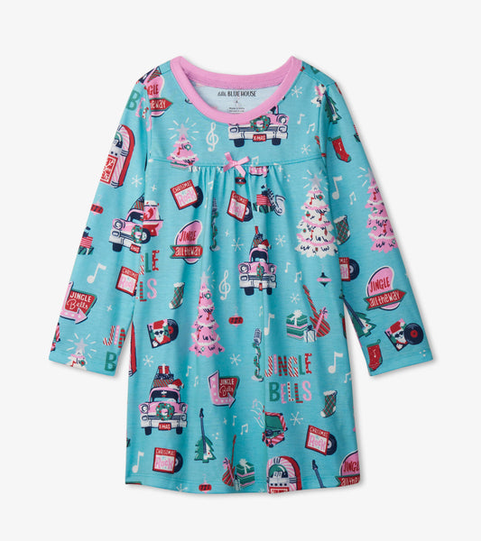 Teal Rockin Holidays Kids Nightdress