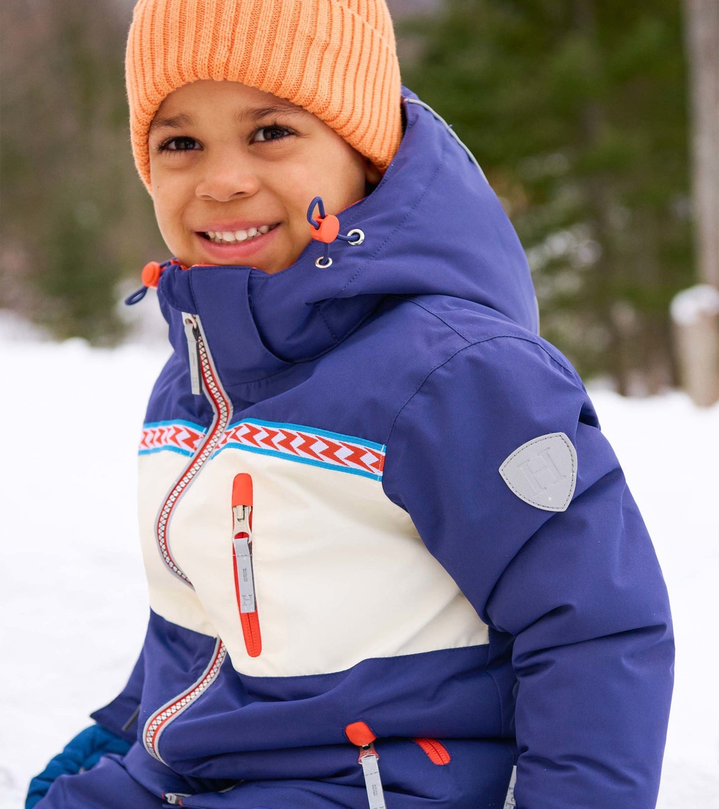 Navy Color Block Ski Jacket