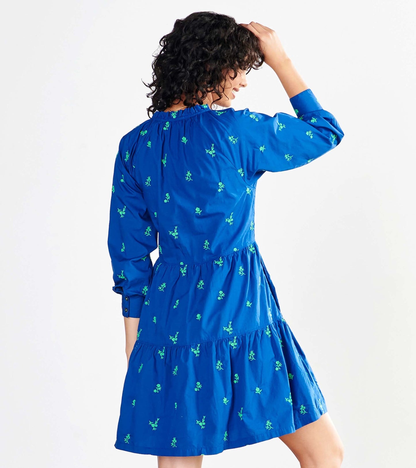 Maddy Popover Dress - Embroidered Flowers