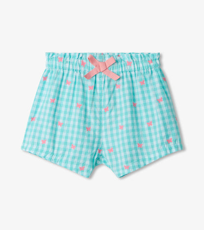 Butterfly Gingham Baby Woven Paper Bag Shorts