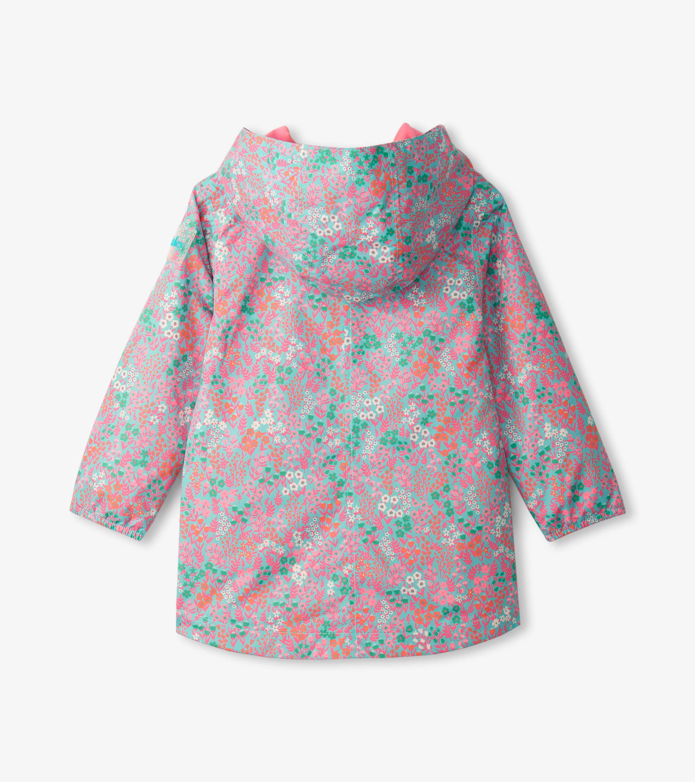 Girls Ditsy Floral Zip Up Lightweight Rain Jacket