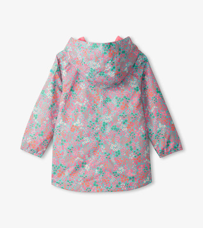 Girls Ditsy Floral Zip-Up Lightweight Rain Jacket