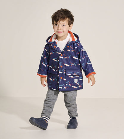 Baby & Toddler Boys Sharks Button-Up Rain Jacket