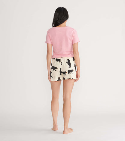 Black Bears on Natural Women's Sleep Shorts