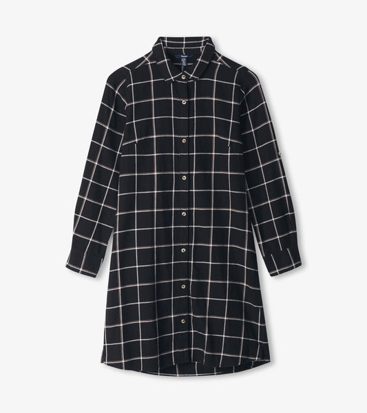 Cara Shirt Dress - Black Windowpane