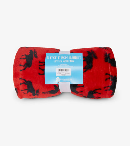 Moose On Red Fleece Blanket