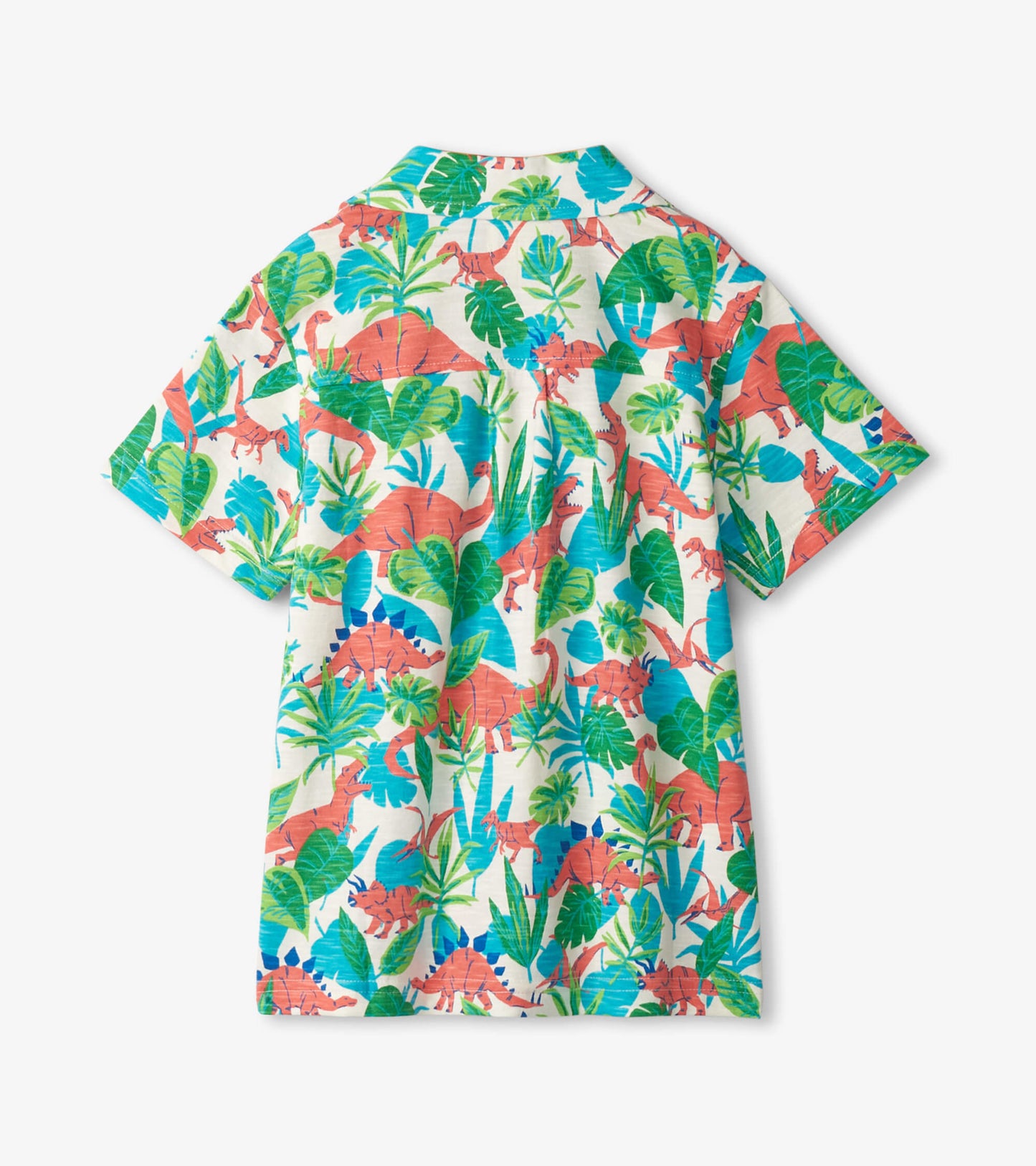 Boys Jungle Dino Short Sleeve Jersey Button Down