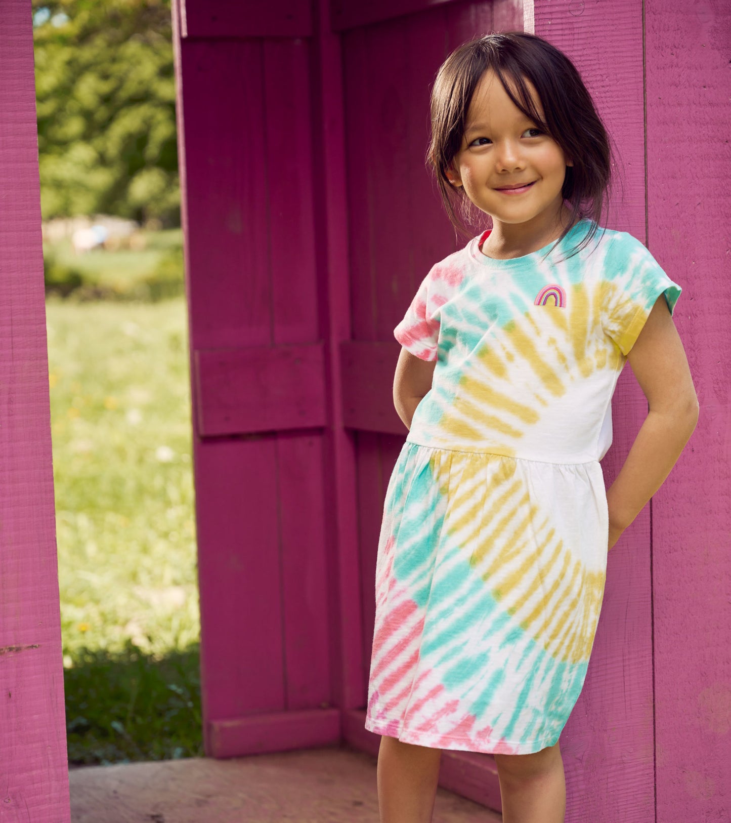 Rainbow Sky Short Sleeved Skater Dress