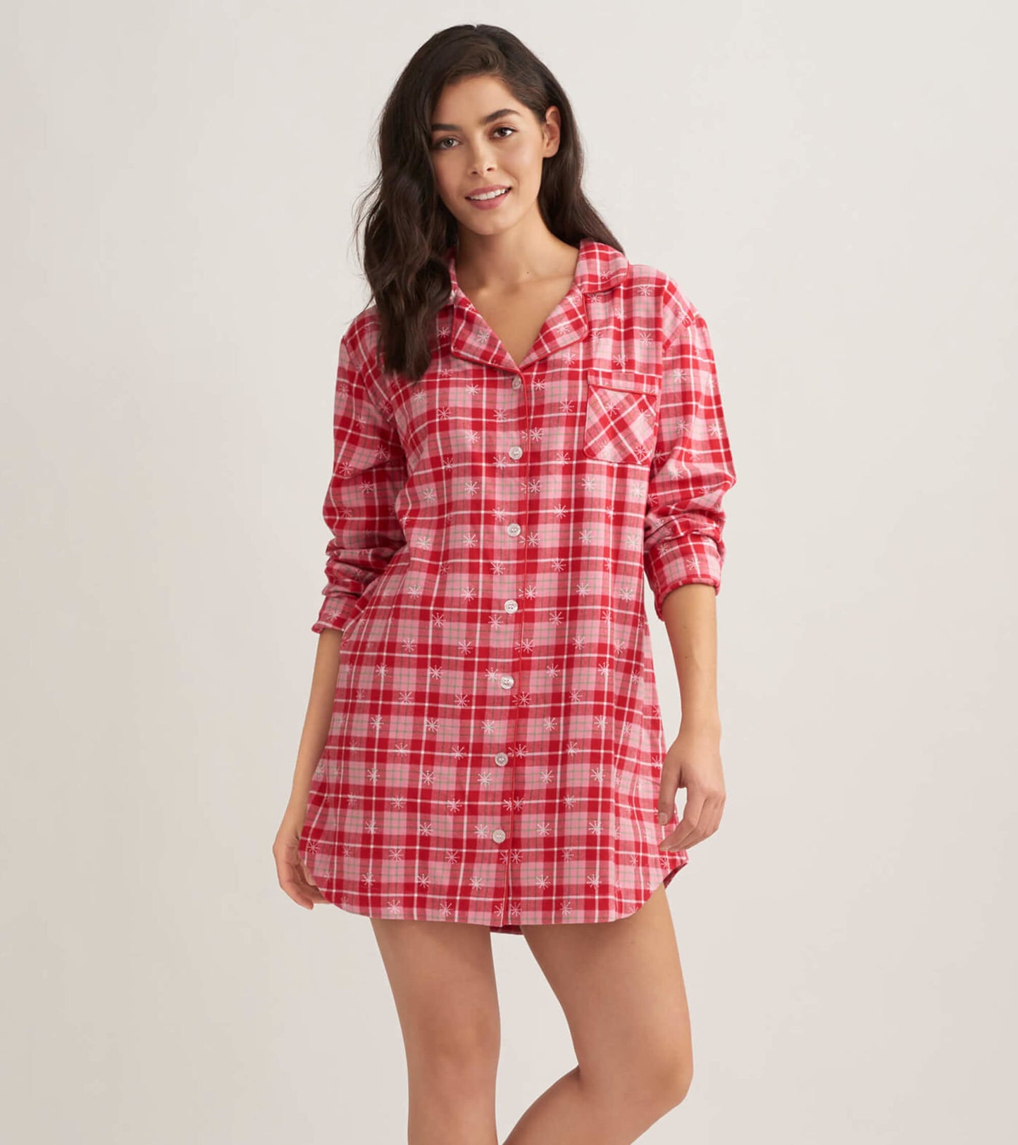 Retro Christmas Plaid Women's Flannel Nightdress