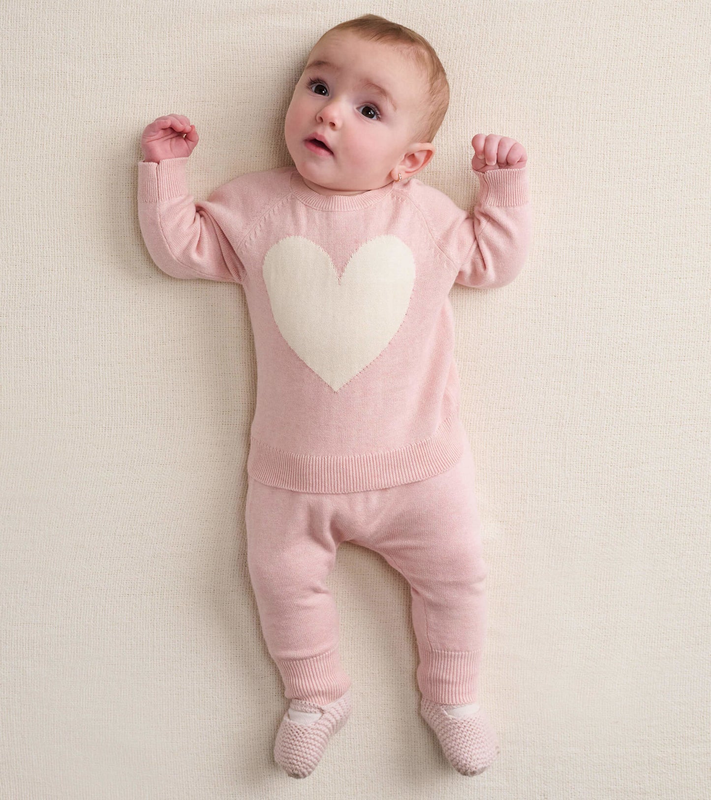 Baby Rose Melange Pull On Sweater Pants