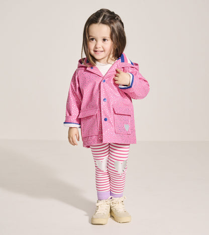 Baby & Toddler Girls Glitter Hearts Button-Up Rain Jacket