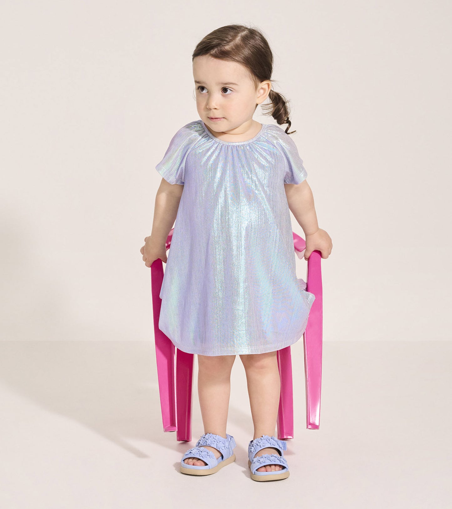 Baby & Toddler Girls Silver Metallic A-Line Dress