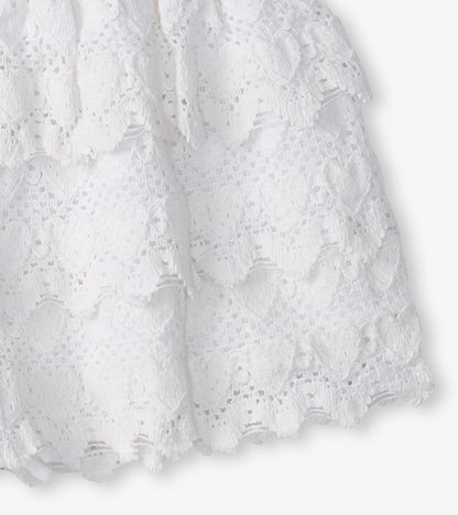 Girls White Hearts Floaty Skort