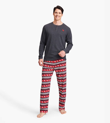 Fair Isle Moose Men's Jersey Pajama Pants