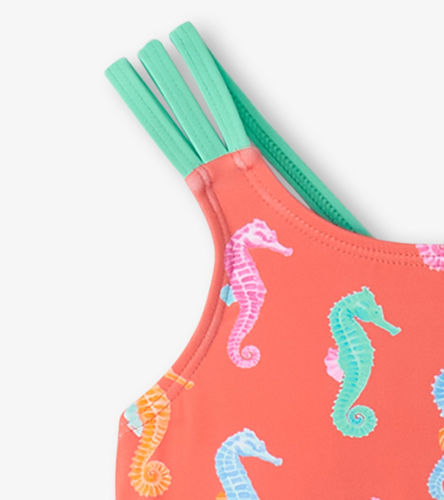 Girls Painted Seahorse Two-Piece Crop Top Bikini Set