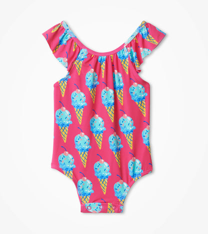 Ice Cream Cones Baby Ruffle Swimsuit