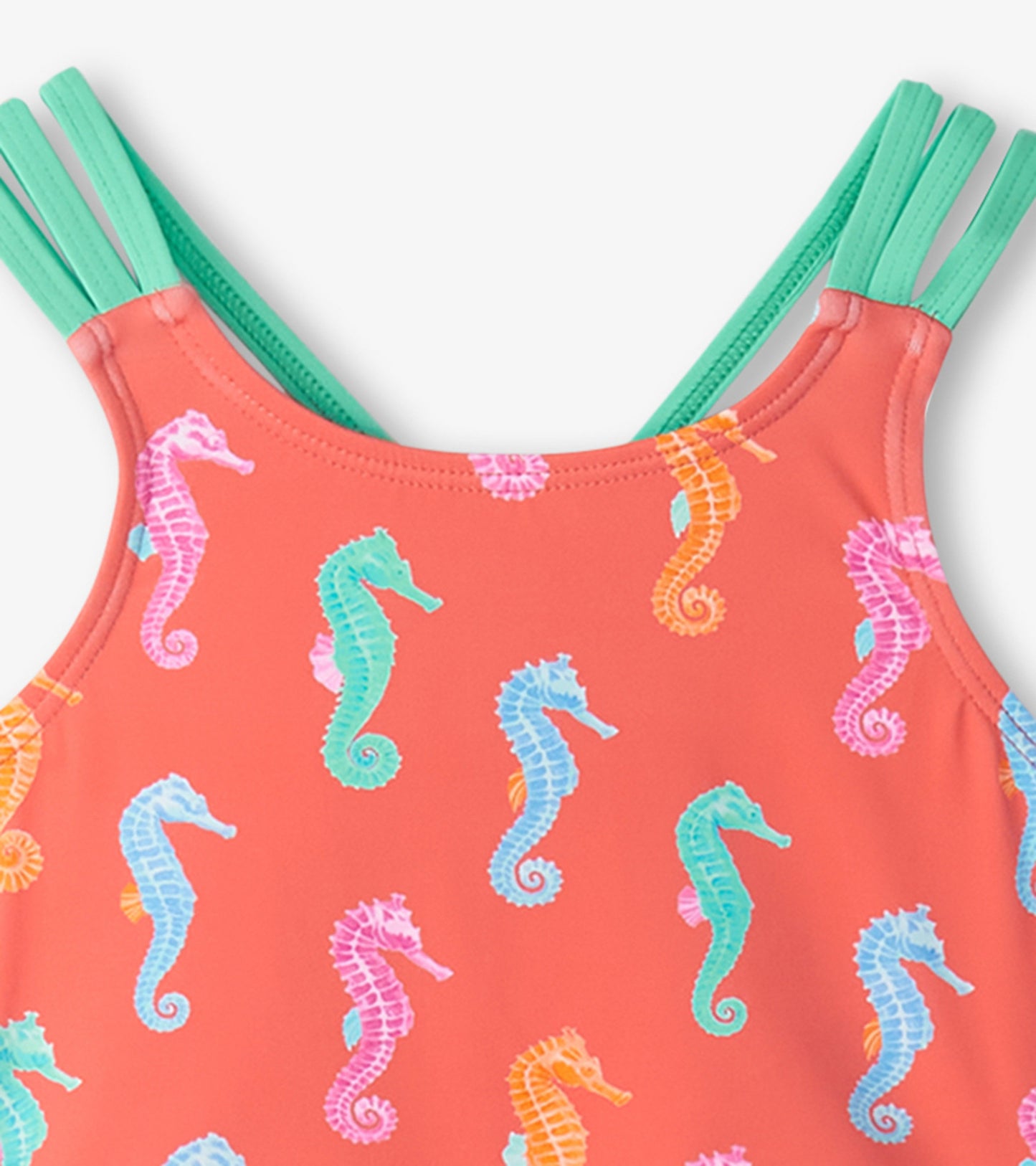 Girls Painted Seahorse Two-Piece Crop Top Bikini Set