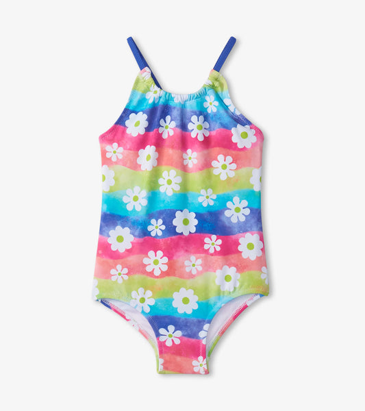 Girls Rainbow Flower Gathered Swimsuit