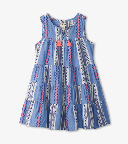 Girls Boho Stripe Tiered Dress