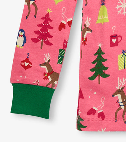 Pink Christmas Kids Organic Cotton Pajama Set