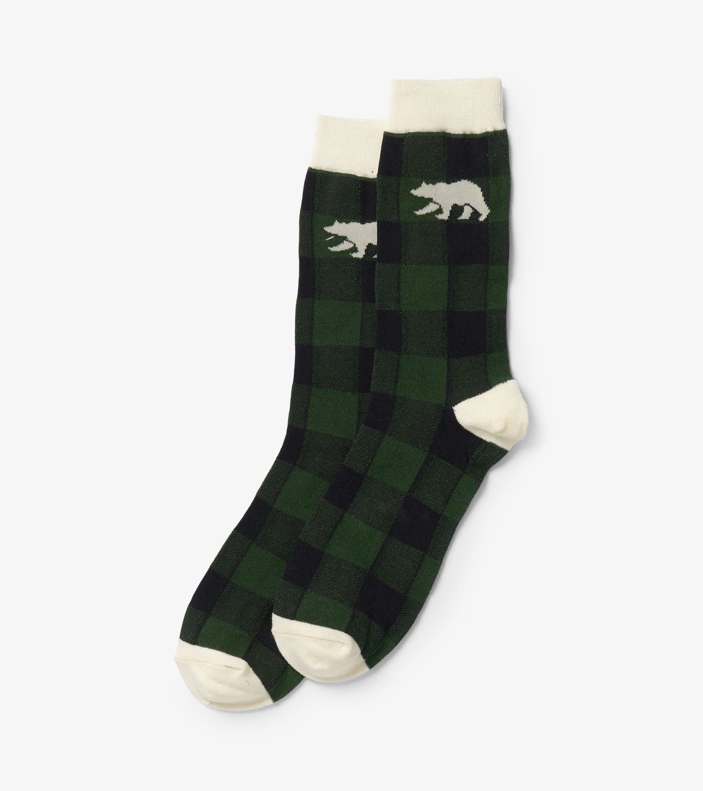 Forest Green Plaid Men's Crew Socks