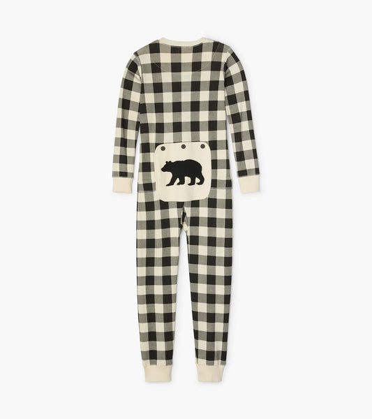 Cream Plaid Kids Union Suit