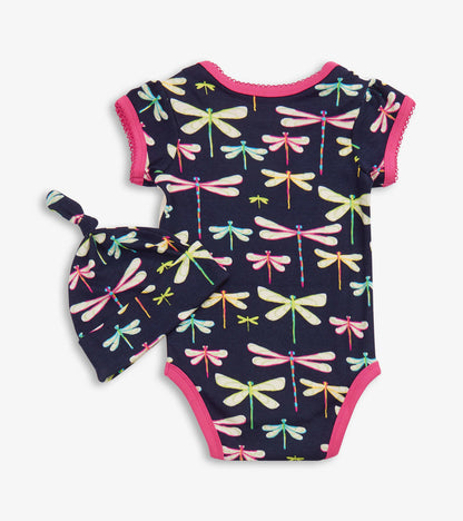 Dragonflies Baby Bodysuit With Hat