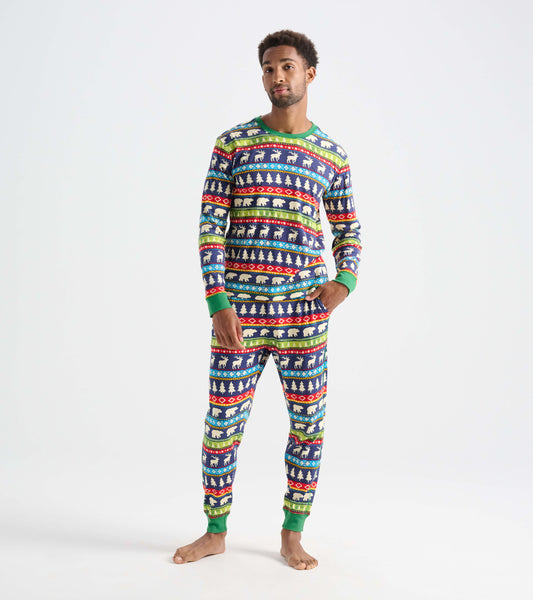 Navy Painted Fairisle Adult Pajama Set